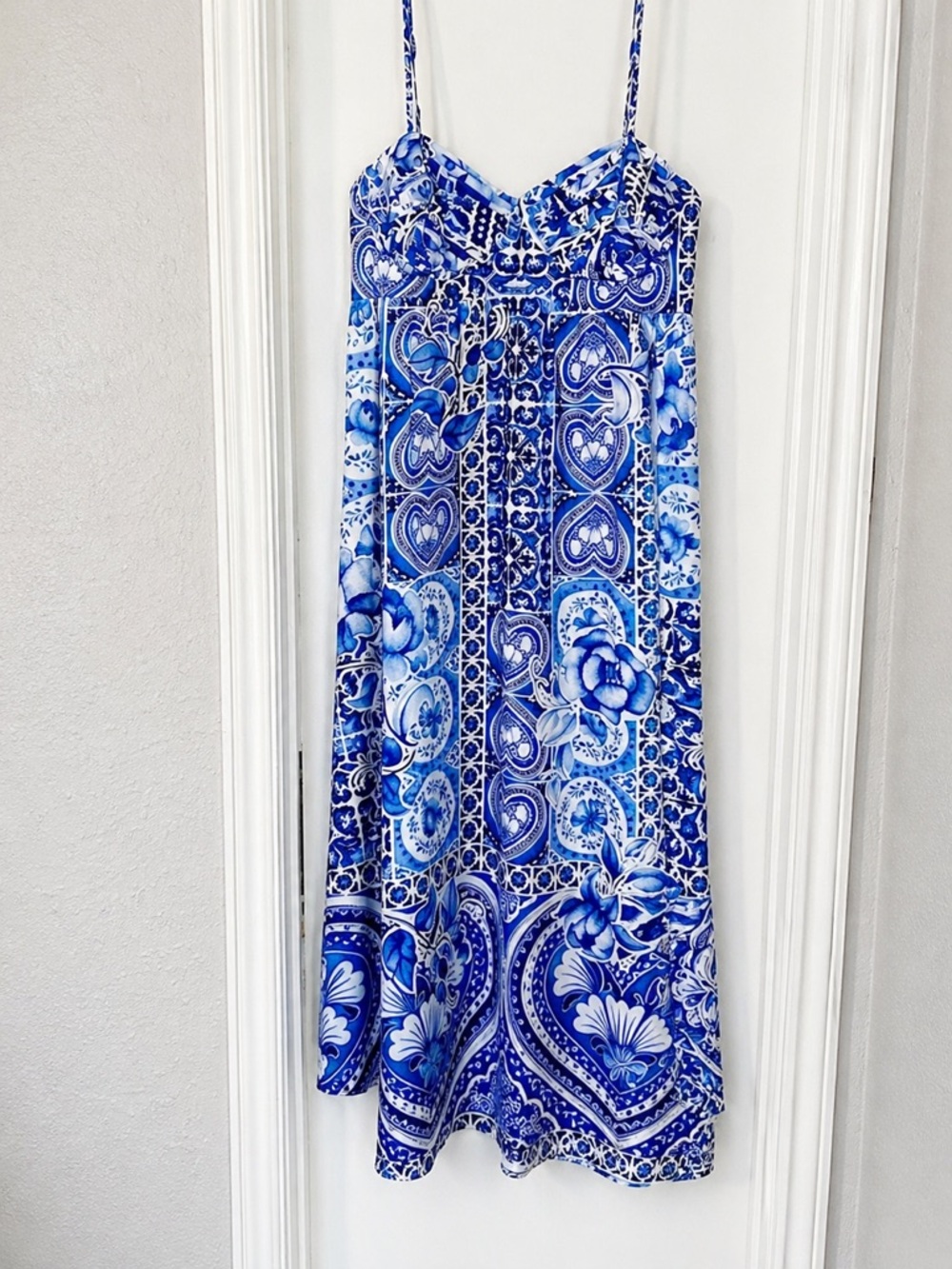 Caroline Constas Maxi Dress Blue Tile Tuckernuck 100% Cotton Medium - Picture 4 of 9